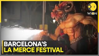 Barcelona comes alive as magic of La Merce spreads  Latest News  WION [upl. by Llehcsreh]