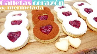 GALLETAS CORAZÓN de MERMELADA🍪❤️pastas de MANTEQUILLA fáciles Regalo San Valentín❤️🍪 Receta  551 [upl. by Airam]