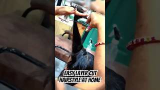 Easy layer Cut hairstyle At Home layercut layercutting [upl. by Nivle402]