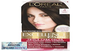 LOreal Paris Excellence Creme Permanent Hair Color 4 Dark Brown 100 percent Review [upl. by Eidnac12]