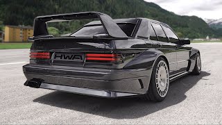 NEW MercedesBenz 190E EVO II restomod by HWA feat 30 twin turbo V6 sound  Accelerations StartUp [upl. by Solange47]