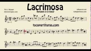 Lacrimosa Partitura de Flauta Traversa Violín Oboe Requiem en Re menor [upl. by Inalaehak]