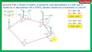 Ejem01 Rumbo Azimut y Coordenadas 23Cálculo del AZIMUT [upl. by Cirnek]