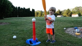 Clark Playing Tee Ball In Our Backyard [upl. by Phare]