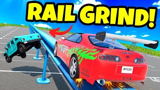 Using a SUPRA to Grind Rails in This Stunt Challenge in BeamNG Drive Mods [upl. by Ilocin]