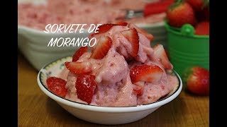 SORVETE DE MORANGO COM 2 INGREDIENTES SEM AÇÚCAR [upl. by Eninahs]