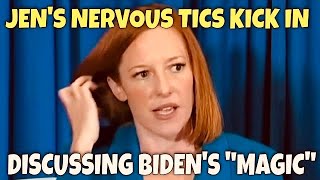 Jen’s Psaki talks about Biden’s quotMAGICquot as her Lies cause her Nervous Tics to kick in [upl. by Idonna]