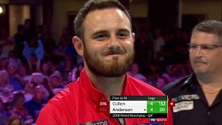 NINEDARTER 170 AND FLYGATE Anderson v Cullen  2018 World Matchplay [upl. by Dimitri]