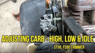 High and Low Carburetor Adjustment on a Stihl Trimmer [upl. by Amias211]