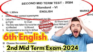 6th english second midterm exam question paper 2024 6th std 2nd midterm exam question paper 2024 [upl. by Llevra]