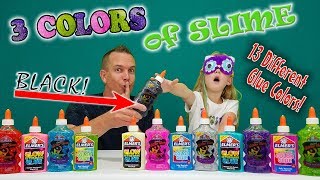 3 COLORS OF GLUE SLIME CHALLENGE All 13 New Colors to Pick w My Dad [upl. by Icats497]