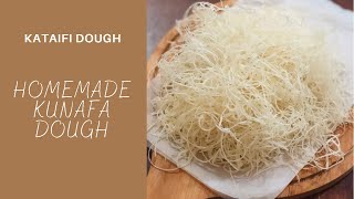 How To Make Kunafa Dough Homemade Kataifi Pastry  Shredded Phyllo Dough [upl. by Alie]