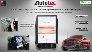 FORD F250 17–22 144quot QHD 2K Tesla Style Screen Navi CarPlay Android Auto GPS LTE [upl. by Xel]