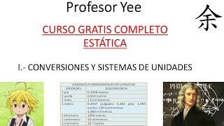 Curso Estática I Conversión de unidades Profesor Yee [upl. by Berkow]