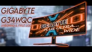 Gigabyte G34WQC Unboxing Setup and First Look [upl. by Jonah]