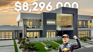 TOUR a 82M Estate with Formula 1 Racing Car Overlooking a Racetrack  Las Vegas Luxury Real Estate [upl. by Yeldahc440]