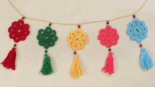 Multi Color Crochet Toran Pattern  Wall Hanging  Woolen Toran New Design  Toran Making at Home [upl. by Eelarol]