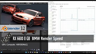 AMD Radeon RX 6600 8 GB Blender 3D 32 Benchmark BMW Rendering HIP RDNA2 [upl. by Neumeyer]