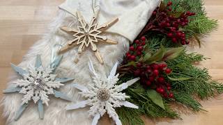 DIY 2 Clothes Pin Snowflake Ornaments Using Dollar Tree Items 70 [upl. by Follmer]