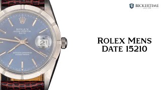 Mens Rolex Stainless Steel Date Watch Blue Dial 15210 [upl. by Haramat]