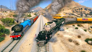 BIG BOY Train driving through Abandoned Railroads with 2 Trains 2 Tracks  Grand Theft Auto V [upl. by Niwdla287]