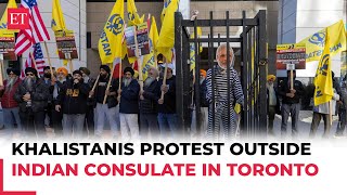 Khalistanis protest outside Indian consulate in Toronto demand shutdown use PM Modis effigies [upl. by Monsour135]