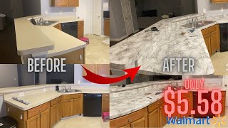 USING PEEL AND STICK ADHESIVE ON MY COUNTERTOPS  EASY AFFORDABLE DIY [upl. by Ed]