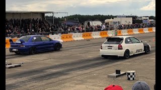 Honda Civic TypeR EK9 Turbo vs Mitsubishi Evo IX  Drag Race [upl. by Leonhard116]