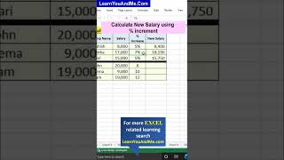 Salary Increase Calculation in Excel  New salary calculation using percent increment in Excel [upl. by Earehs]