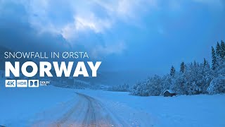 4K Scenic Drive  Driving Through Snowfall  Ørsta [upl. by Sandler]