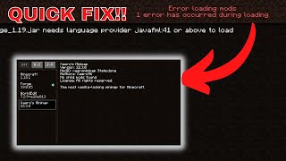 Fix Minecraft Mod Needs Language Provider Javafml [upl. by Penni]