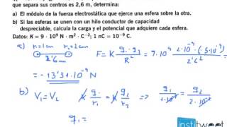 Calcula la fuerza electróstática entre dos esferas [upl. by Cacie]