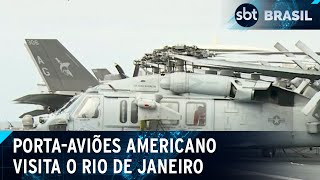 Rio de Janeiro recebe um dos maiores portaaviões do mundo  SBT Brasil 210524 [upl. by Vastha]