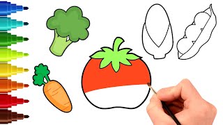 ✏️🌽How to Draw Easy Healthy Vegetables🥕  Step by Step Drawing for Kids  Chiki Doodle [upl. by Choong]