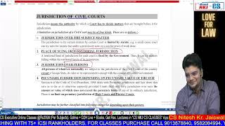 JIGL  CIVIL ROCEDURE CODE 1908 CPC JURISDICTION OF CIVIL COURTS PLACE OF SUING [upl. by Hameerak]