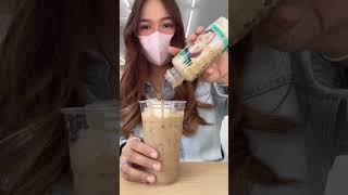 making the viral ice cream latte hack ☕️🍦korean convenience store drinks ASMR shorts [upl. by Alburga458]