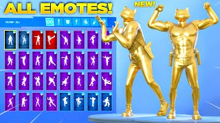 GOLD MEOWSCLES SKIN Showcase with All Fortnite Dances amp Emotes Chapter 2 Season 2 Skin [upl. by Ogir]