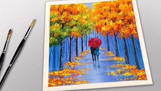 Couple walking in the Rain Painting easypainting easydrawing [upl. by Felike]