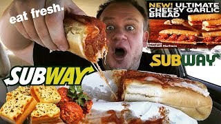 SUBWAY ⭐🧄CHEESY GARLIC ULTIMATE MEATBALL SUB🧄⭐ Food Review [upl. by Admama]