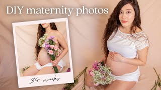 DIY Maternity Photoshoot at Home — How to Take Your Own Pregnancy Photos [upl. by Fredel]