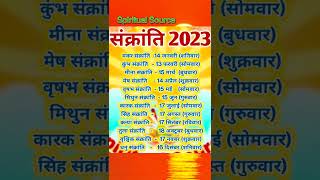 संक्रान्ति 2023 लिस्ट  Sankranti 2023  Sankranti 2023 dates  Sankranti kab hai shortssankranti [upl. by Fira]