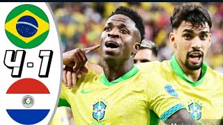 Brazil vs Paraguay 41 All Goals amp Highlights  Copa America 2024 [upl. by Scarrow]