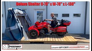 Speedway Shelters  Abri moto  Spyder  voiturette de golf  Les accessoires Spyder 4505869608 [upl. by Asiat]