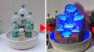 Amazing Water Fountain with Plastic Bottle and Led DIY [upl. by Salohcim]