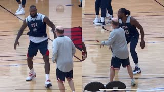 LEBRON JAMES KAWHI LEONARD LOCK UP DEFENSE FOR TEAM USA 2024ON JEFF VAN GUNDY PRACTICE [upl. by Dulsea]