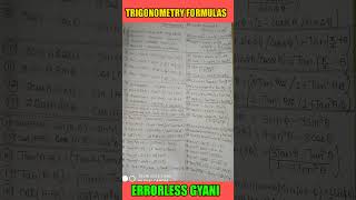 trigonometric formulas  Class 11  JEE  one page notes  short notes trigonometry  Mind Map jee [upl. by Vaas]