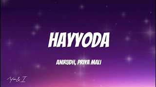 Hayyoda Lyrics Jawan  Tamil Lyrics  Anirudh Priya Mali [upl. by Eillac]