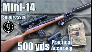 Mini 14 Suppressed to 500yds Practical Accuracy PUBG mode with Trijicon 16x Accupoint mildot [upl. by Wunder]