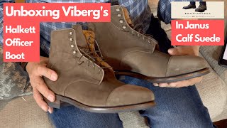 Unboxing The Viberg Halkett Boot In quotFlintquot Janus Calf Suede [upl. by Ashli]