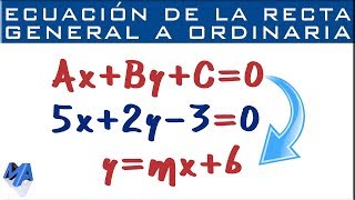 Pasar de la ecuación General Fundamental a la Ordinaria pendienteordenada [upl. by Leta]